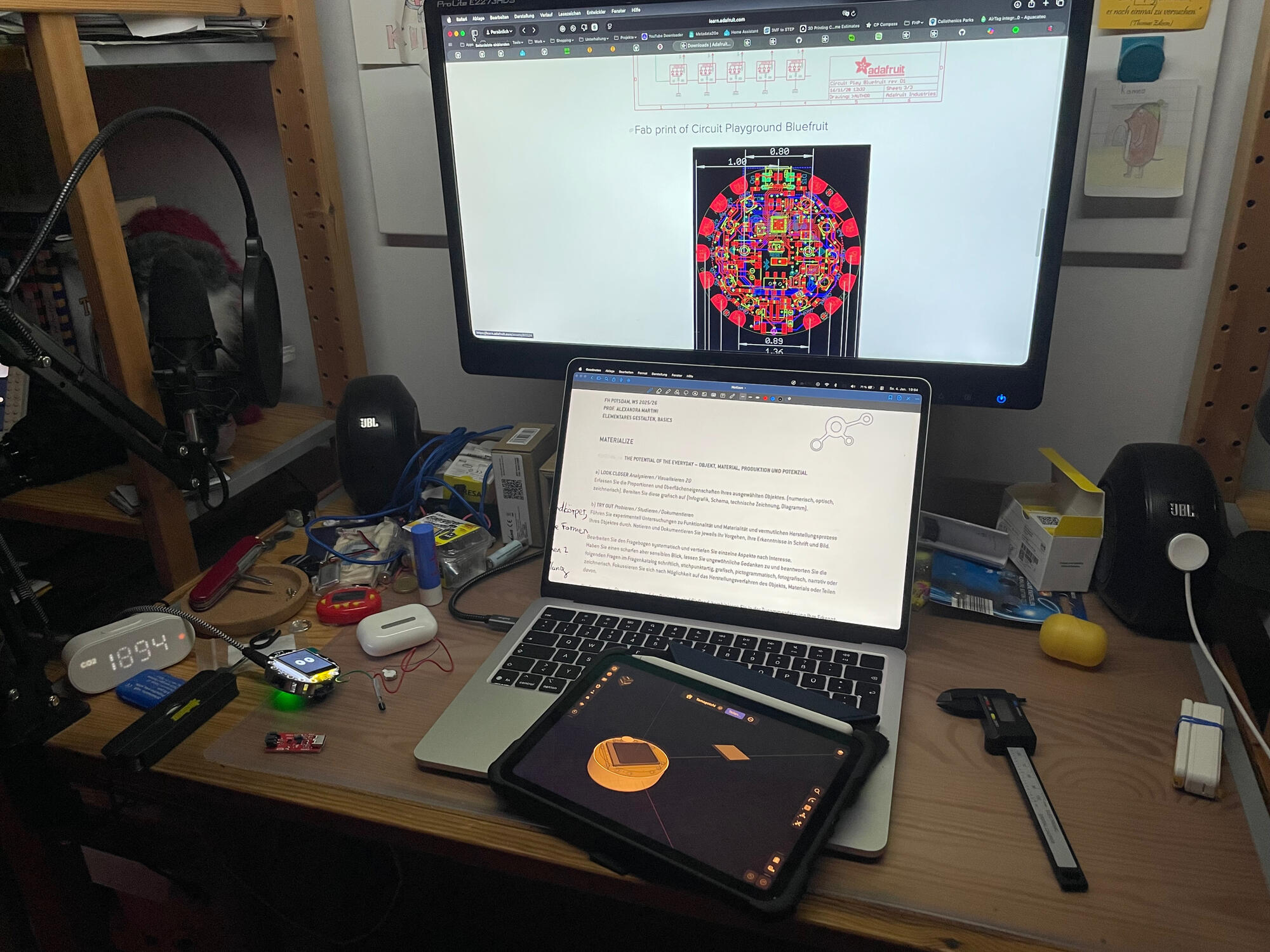 The workspace during the process of designing the pet's housing.