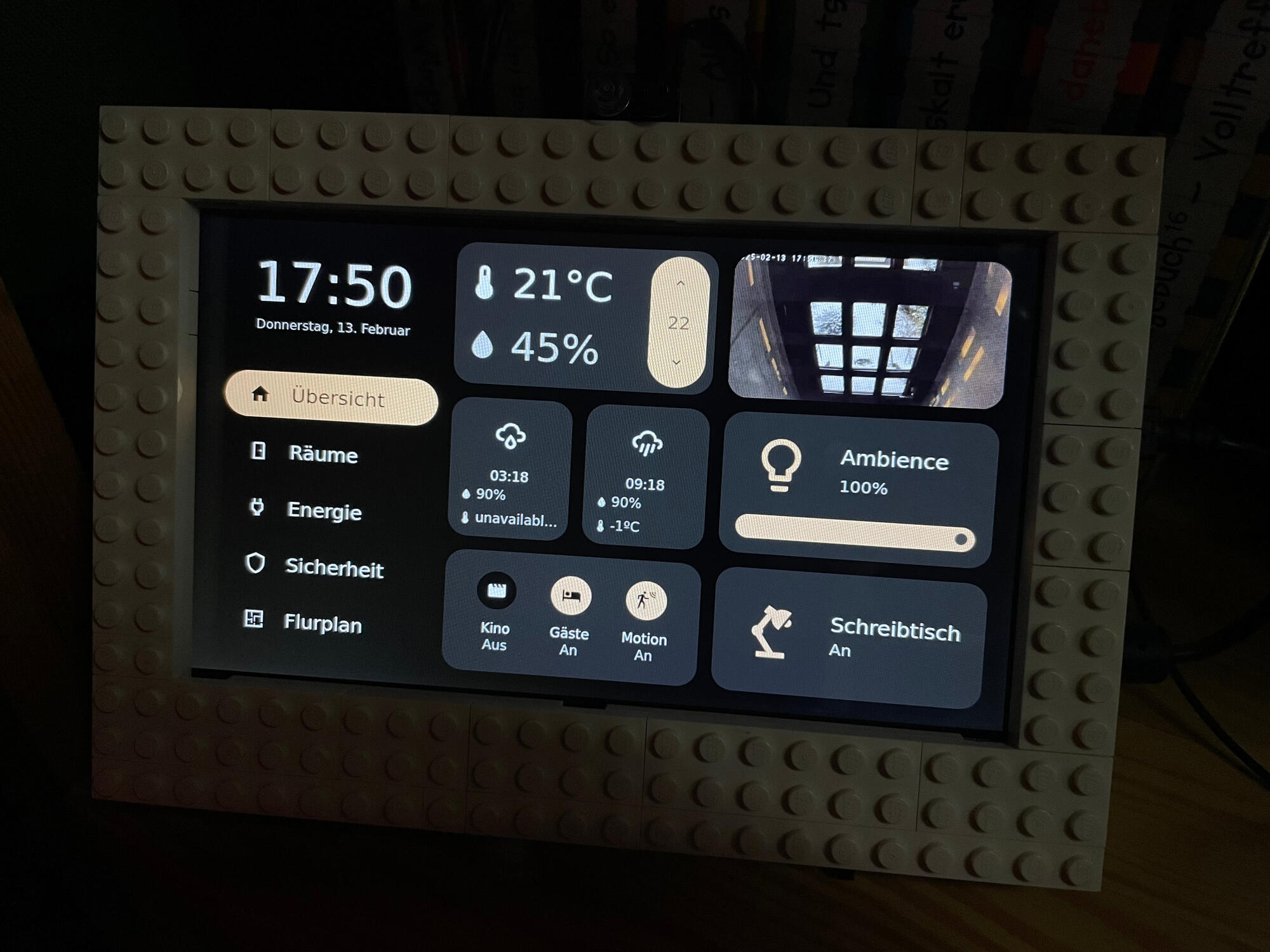 The final UI, installed on the Raspberry Pi-powered display.